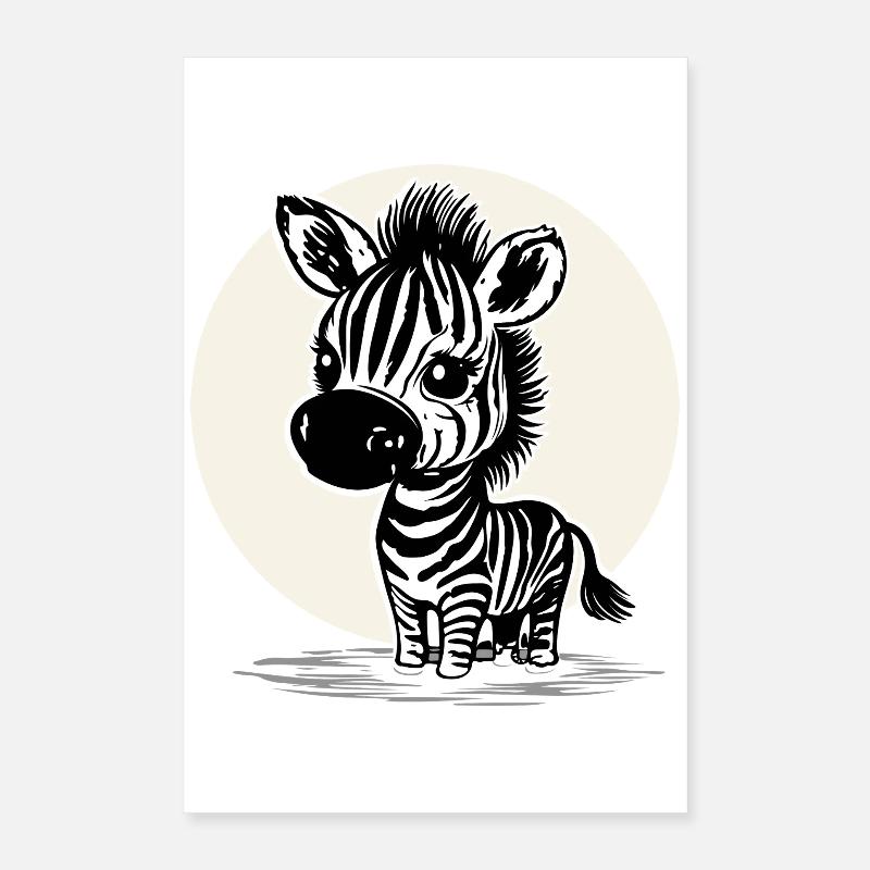 Zèbre mignon – Motif d’animal mignon Poster 40 x 60 cm