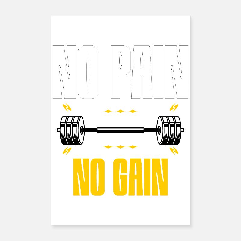 Pas de douleur, pas de gain – Motivation à la salle de sport Poster 40 x 60 cm