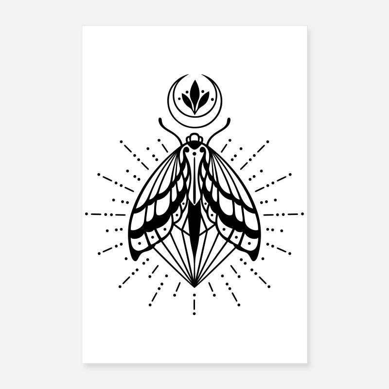 Papillon lune cristal diamant luciole Poster 40 x 60 cm