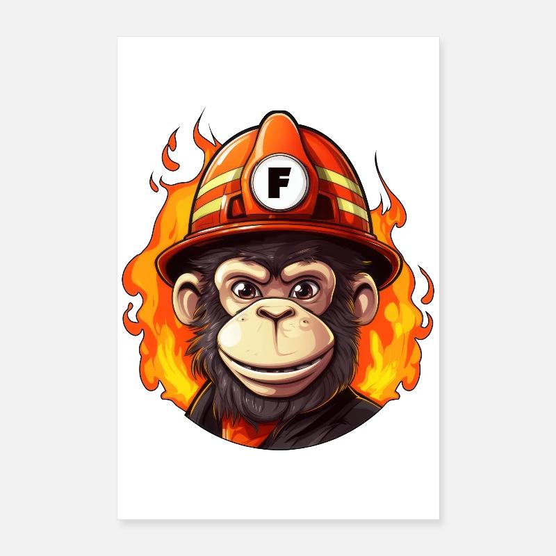 Singe pompier Poster 40 x 60 cm