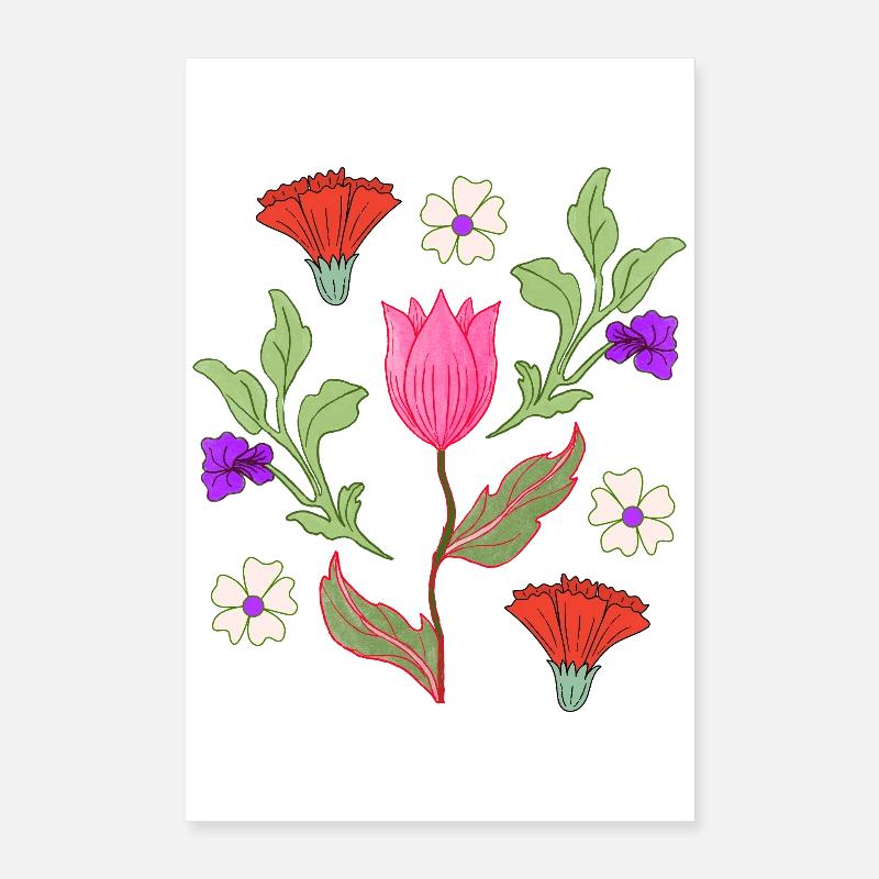 Tulip Bouquet Floral Pattern Poster 16" x 24" (40x60 cm)