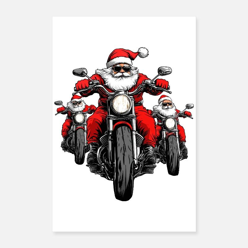 Motorradfahrer Christmas Poster 40x60 cm