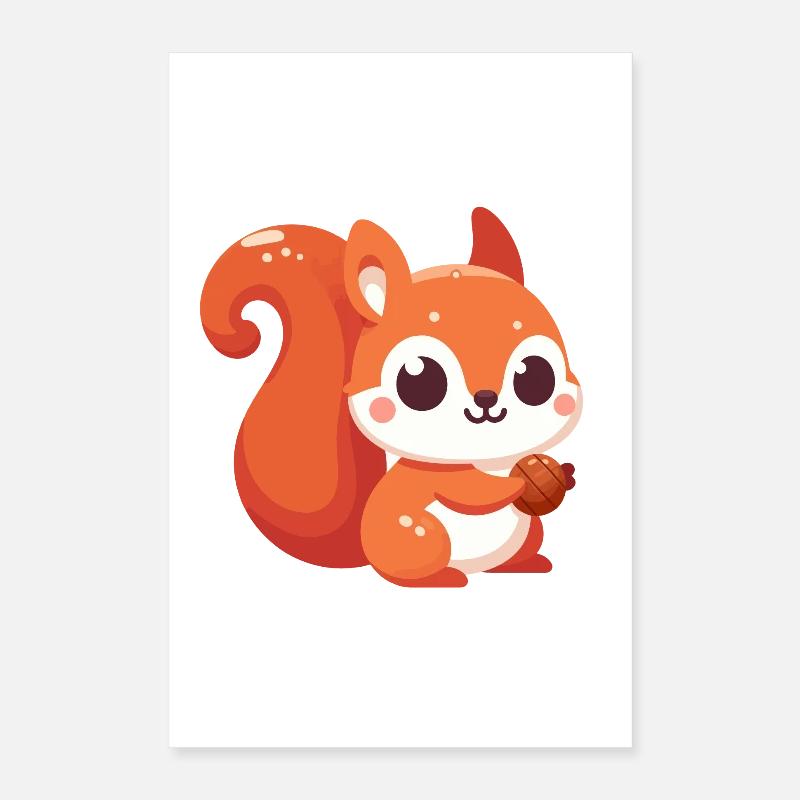 Chibi Squirrel Kawaii Poster 16" x 24" (40x60 cm)