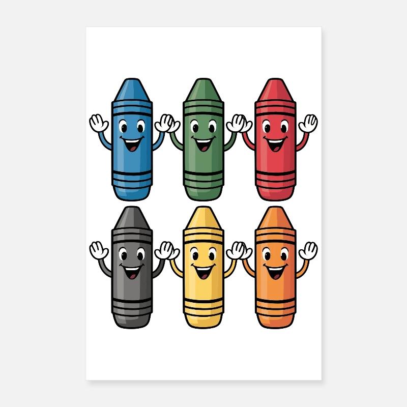 Colorful Smiling Crayon Character Poster 16" x 24" (40x60 cm)