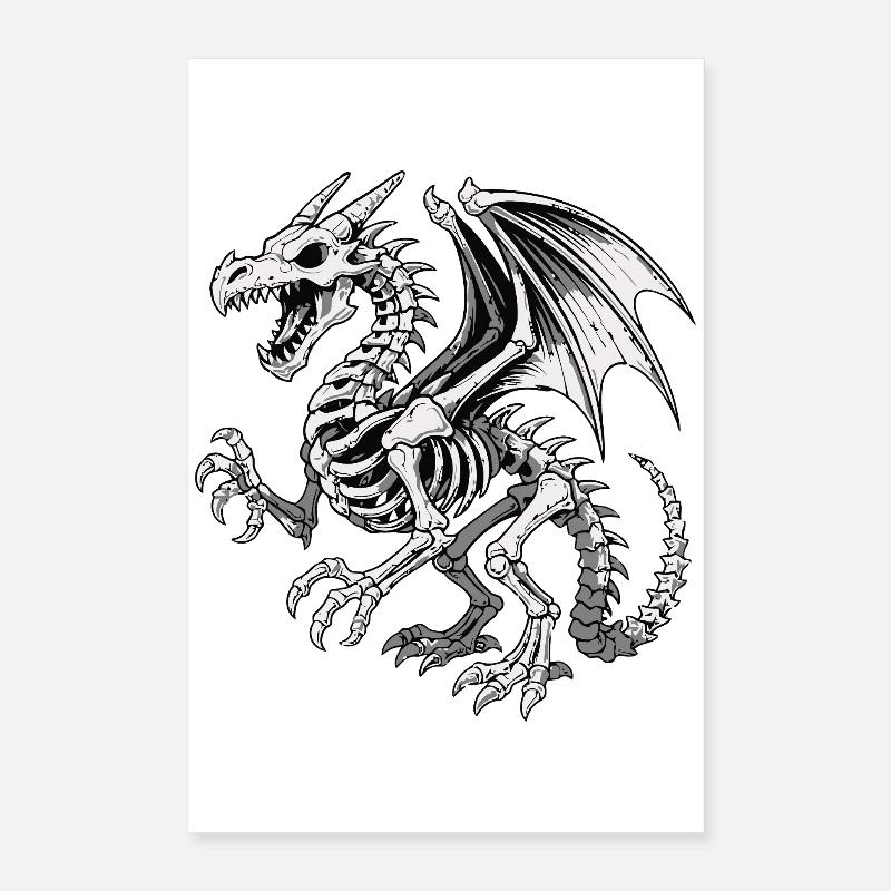 Celestial Dragon Skeleton Illustration Poster 16" x 24" (40x60 cm)