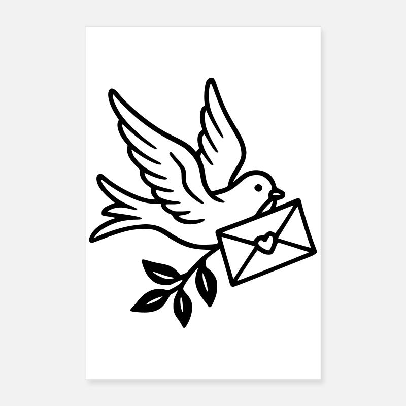 Hochzeit - Taubenbrief Poster 40x60 cm