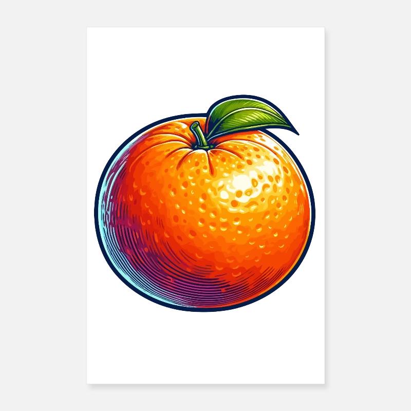 Orange Pop Art Helle Früchte Poster 40x60 cm