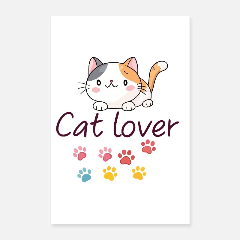 Chaton mignon avec empreintes colorées Poster 40 x 60 cm