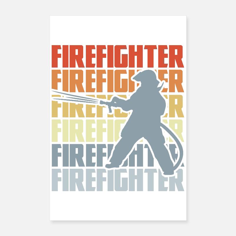 Retro Firefighter Poster 16" x 24" (40x60 cm)
