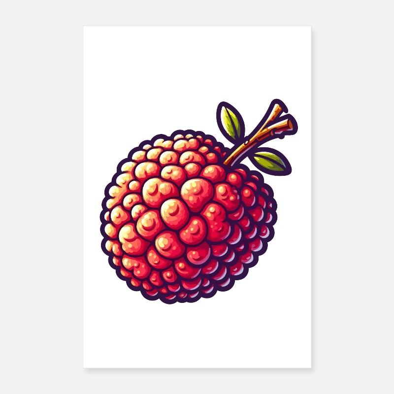 Litschi Pop Art Rot Poster 40x60 cm