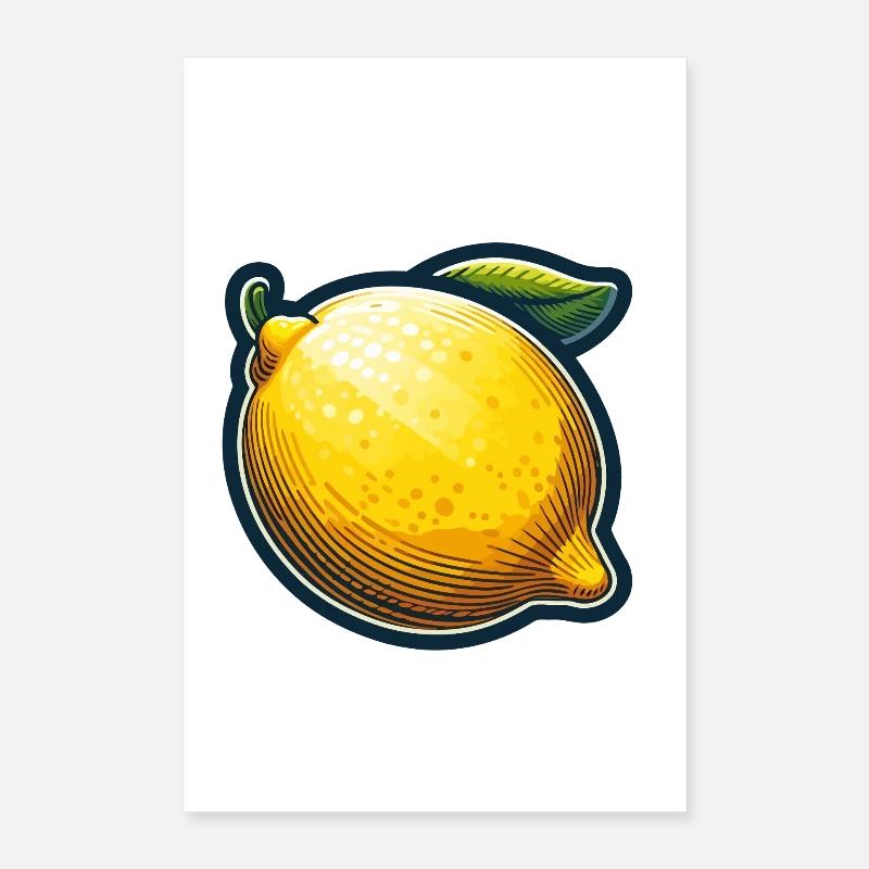 Zitrone Bold Karikatur-Illustration Poster 40x60 cm