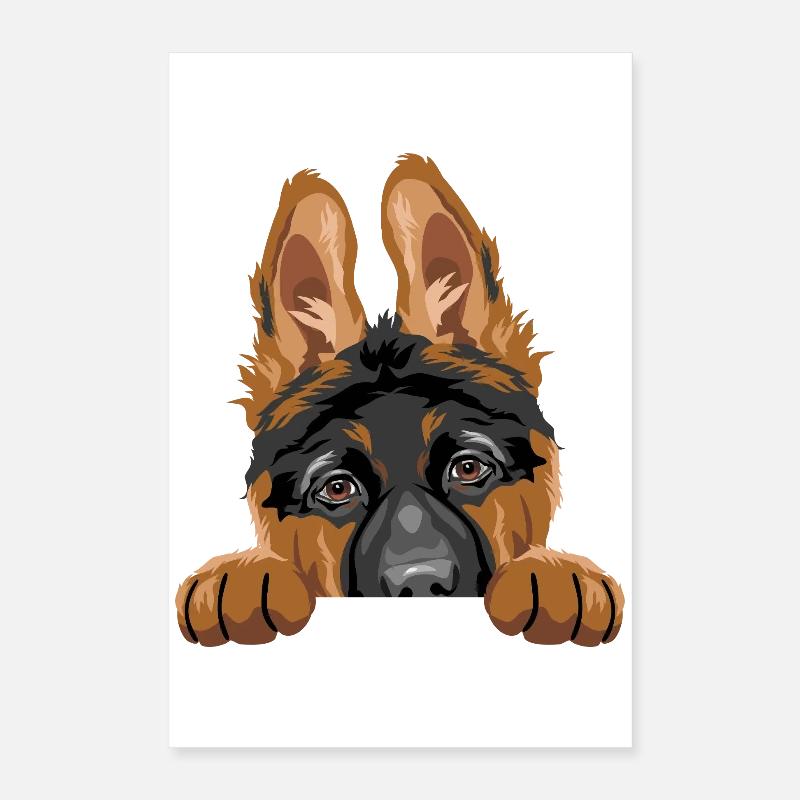 Shy peeking German Shepherd puppy Poster 16" x 24" (40x60 cm)