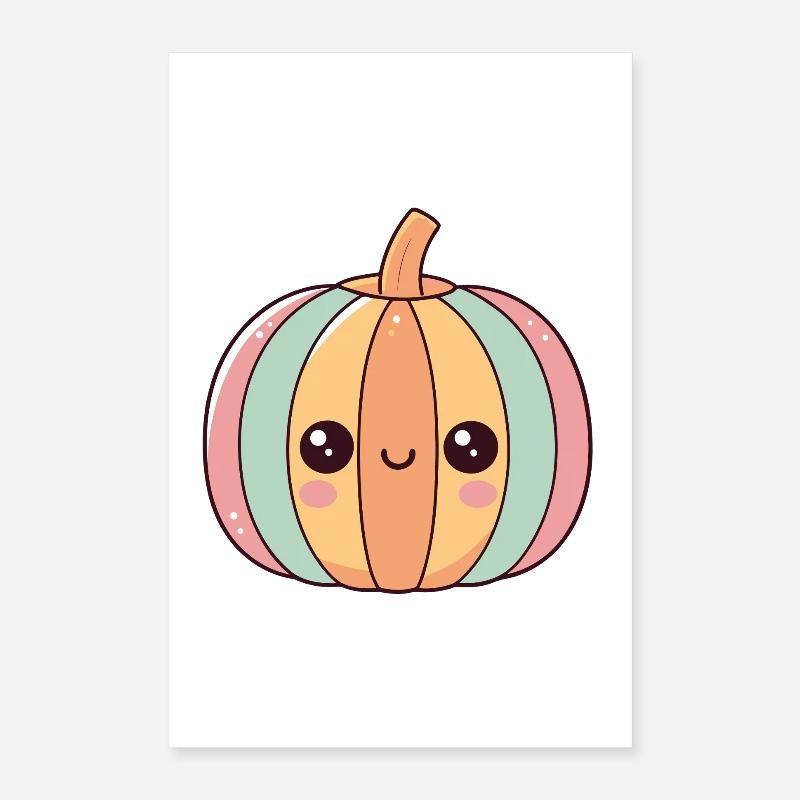Kawaii pastel pumpkin smiling face Poster 16" x 24" (40x60 cm)