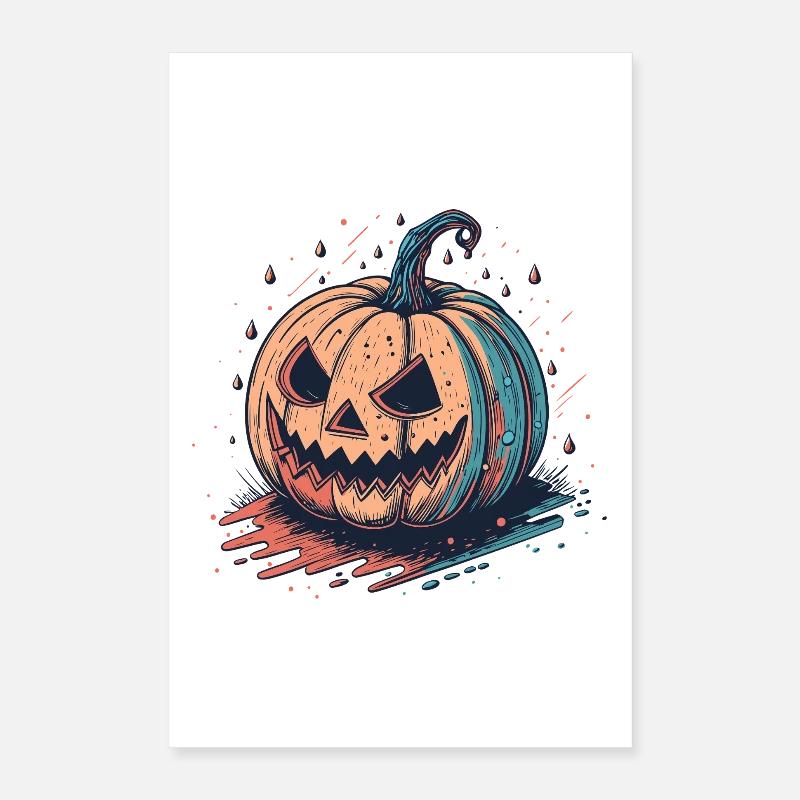 Pumpkin Neon Halloween JackoLantern Poster 16" x 24" (40x60 cm)