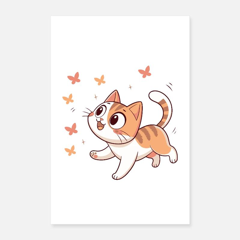 Happy Kitten Butterflies Poster 16" x 24" (40x60 cm)