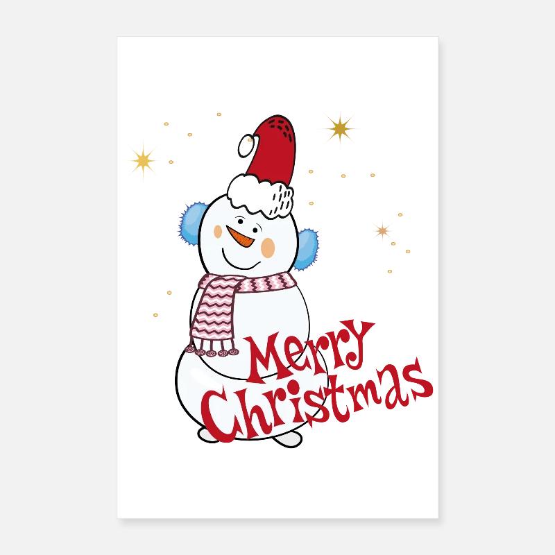 Snowman with Merry Christmas Poster 16" x 24" (40x60 cm)