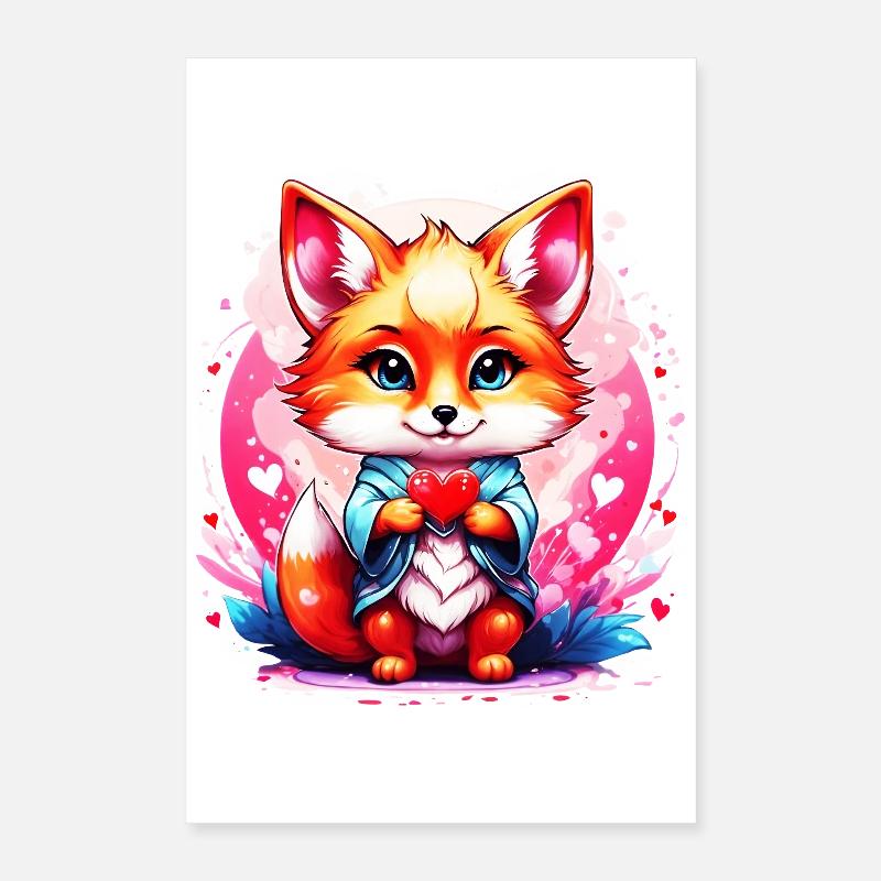 Kawaii Chibi Fox Poster 16" x 24" (40x60 cm)