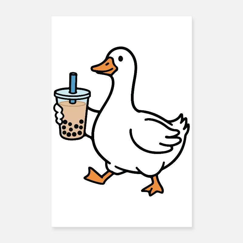 Canard coassement avec bubble tea Poster 40 x 60 cm