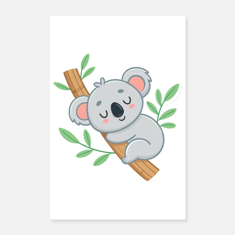 Koala rêveur sur branche tropicale Poster 40 x 60 cm