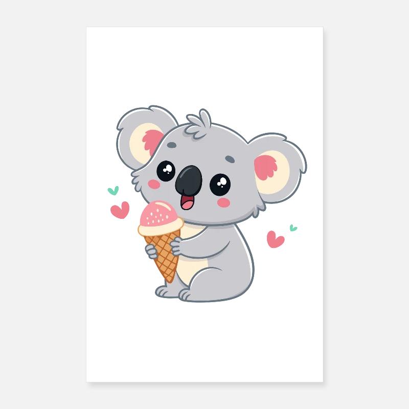 Pastell-Gourmet-Koala mit Eis Poster 40x60 cm