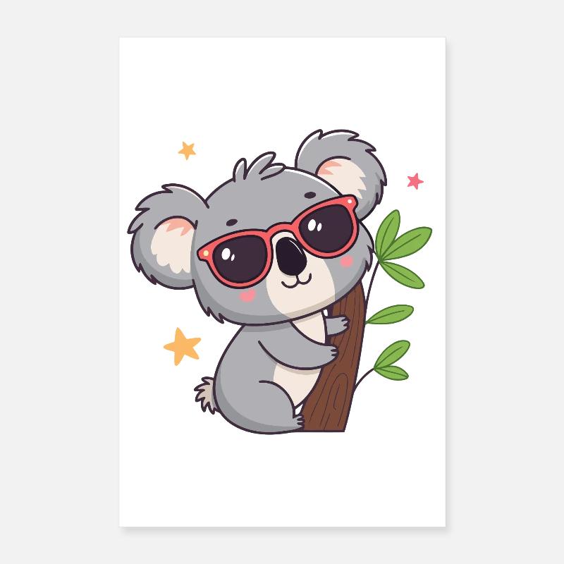 Koala chic soleil lunettes rouges Poster 40 x 60 cm