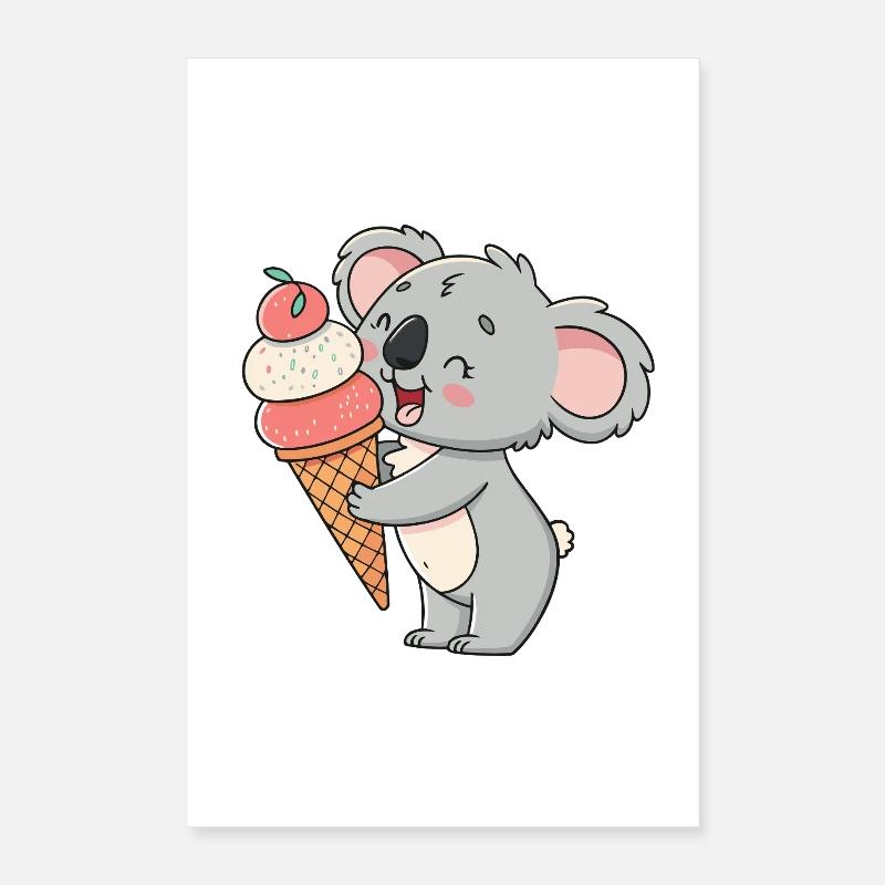 Koala gourmand et cornet de glace Poster 16" x 24" (40x60 cm)
