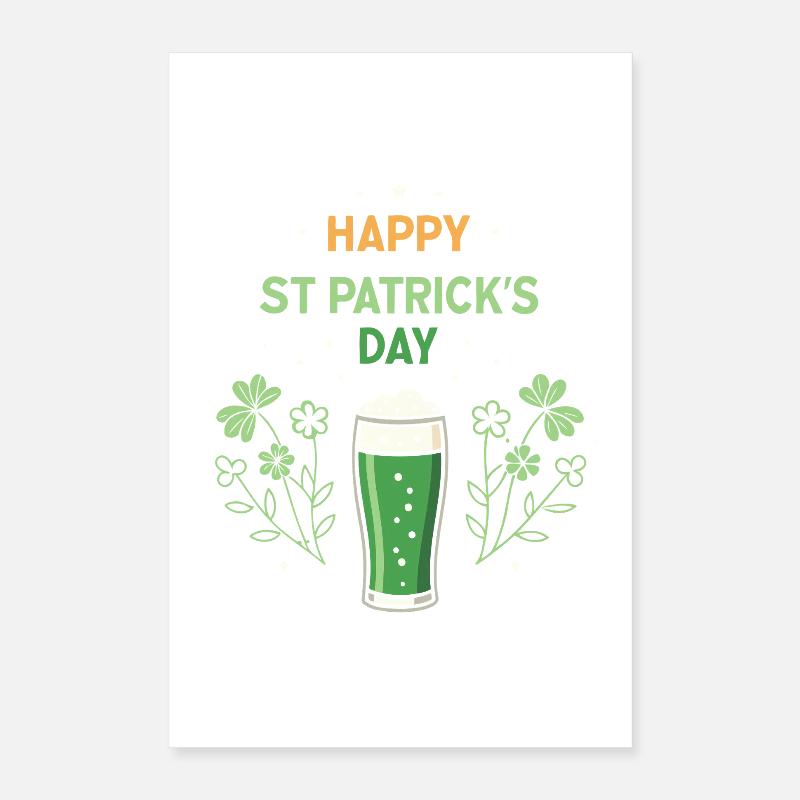 Verre vert et trèfles Saint Patrick Poster 40 x 60 cm