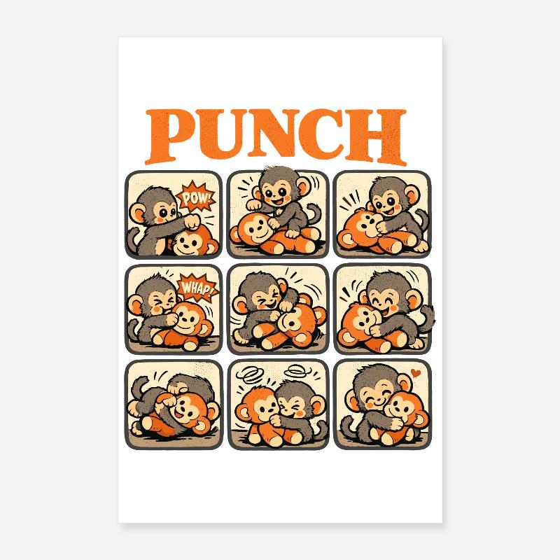Singe Cooler Punch Bébé Singe mignon Poster 40 x 60 cm