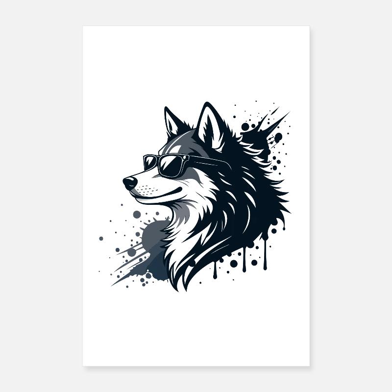 Husky-Chic-Gläser und Spritzer Poster 40x60 cm
