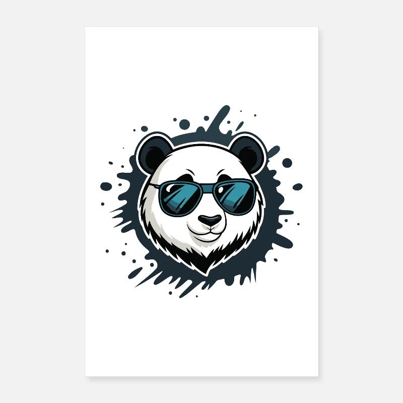 Panda Blue Graffiti Glasses Poster 16" x 24" (40x60 cm)