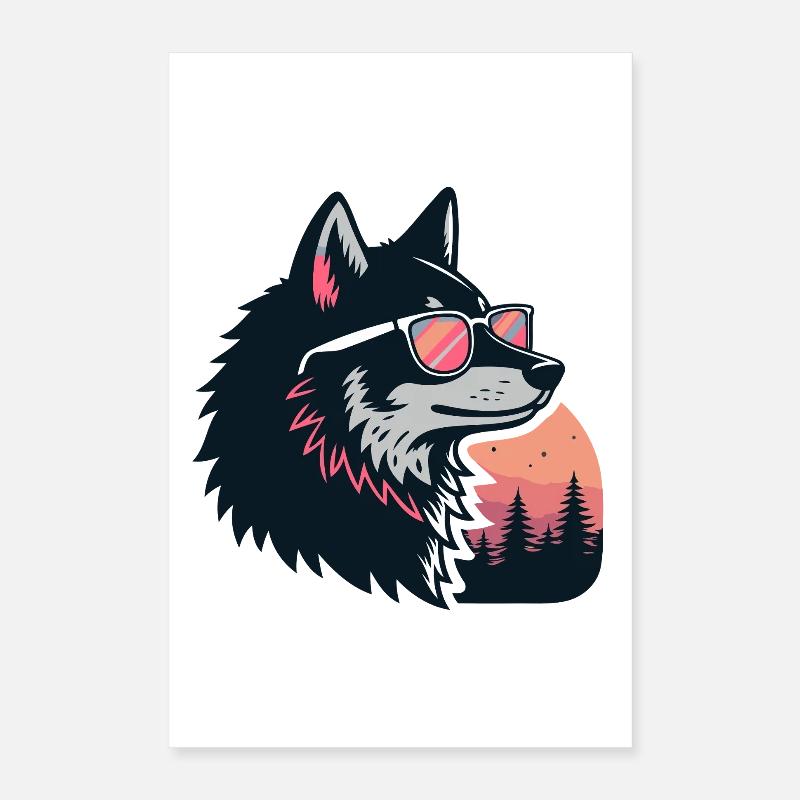 Chic wolf in the sun and glasses Poster 16" x 24" (40x60 cm)
