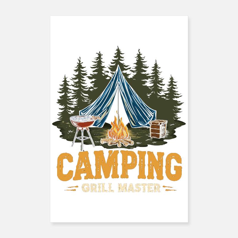 Camping Grilling Dicton, Camping Grill Master Camper Poster 40 x 60 cm