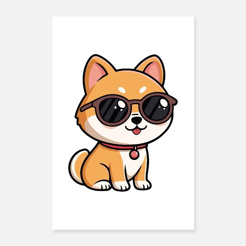 Chiot orange lunettes soleil Poster 40 x 60 cm
