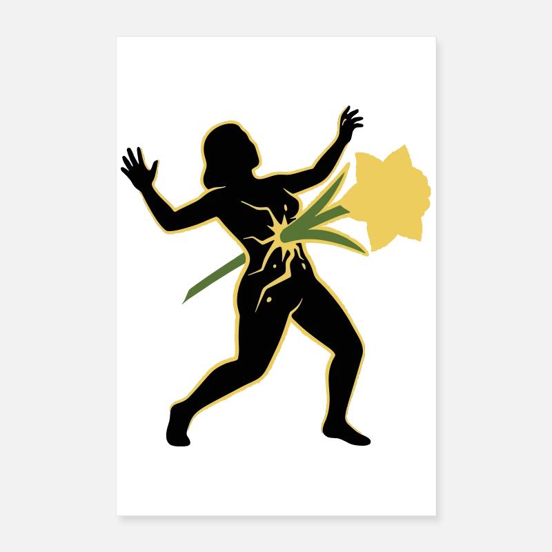 Danse de la Silhouette avec la Fleur Poster 40 x 60 cm