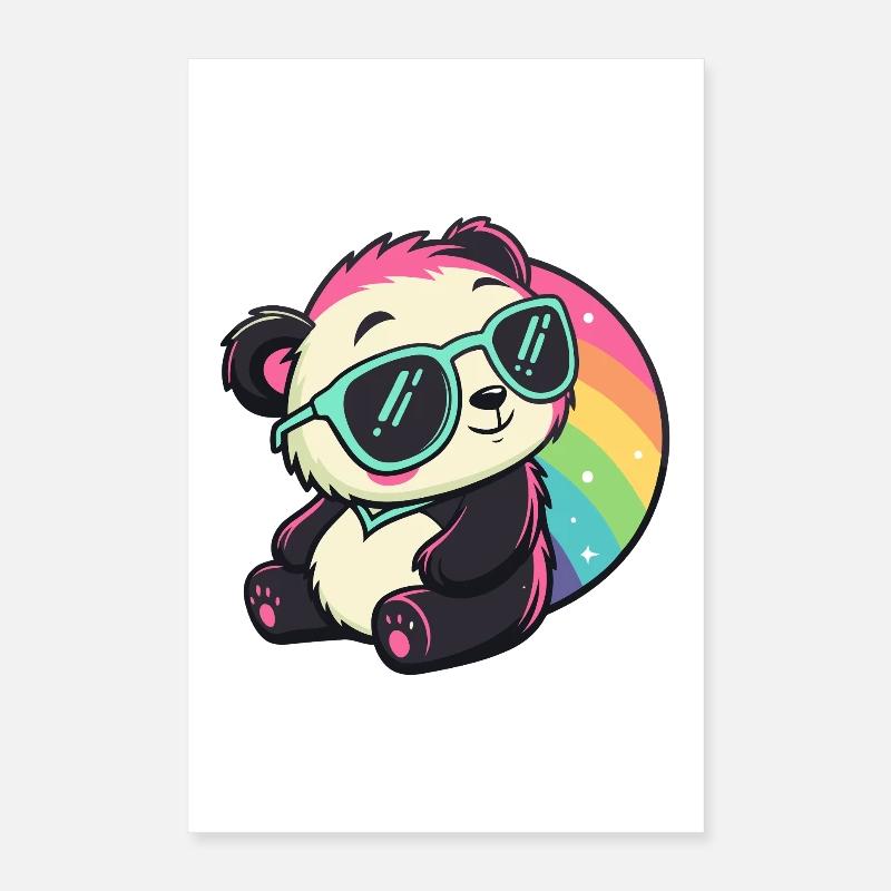 Panda Sonne Kühler Regenbogen Poster 40x60 cm