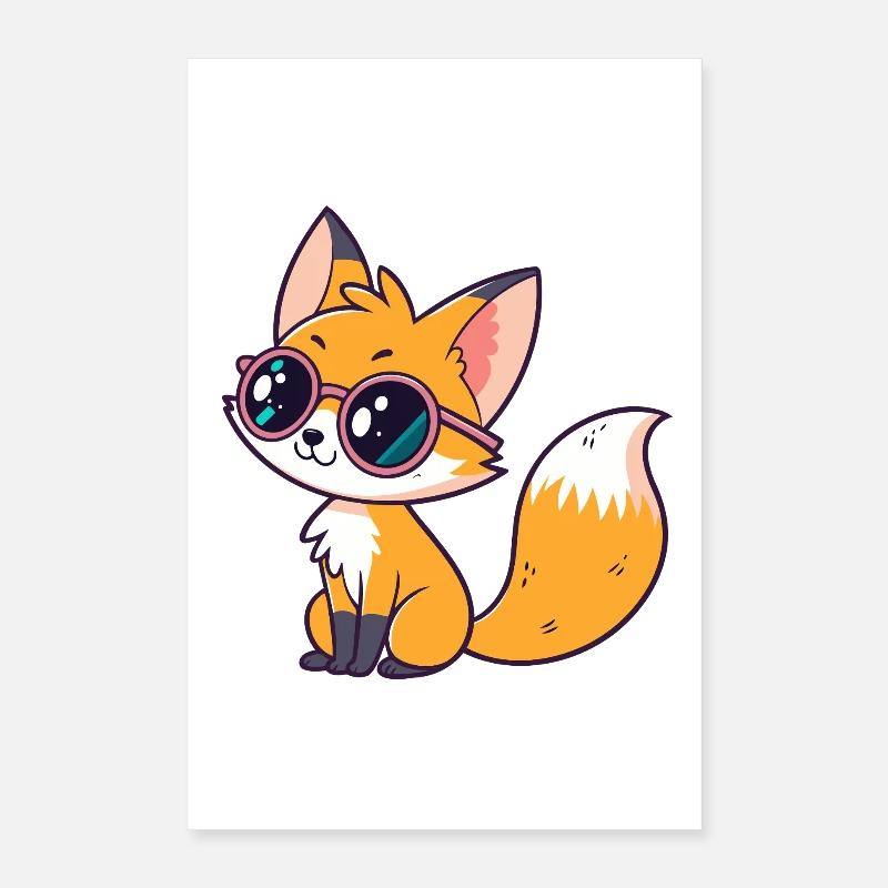 Fox Cub Glam Cool Glasses Poster 16" x 24" (40x60 cm)