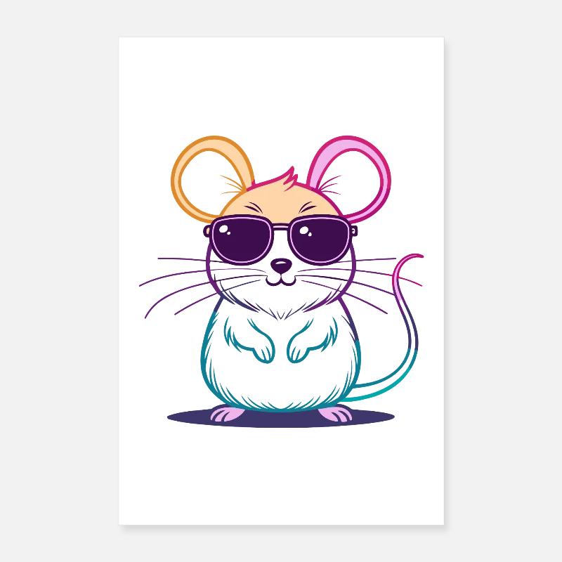 Regenbogen-Maus-Brille Poster 40x60 cm