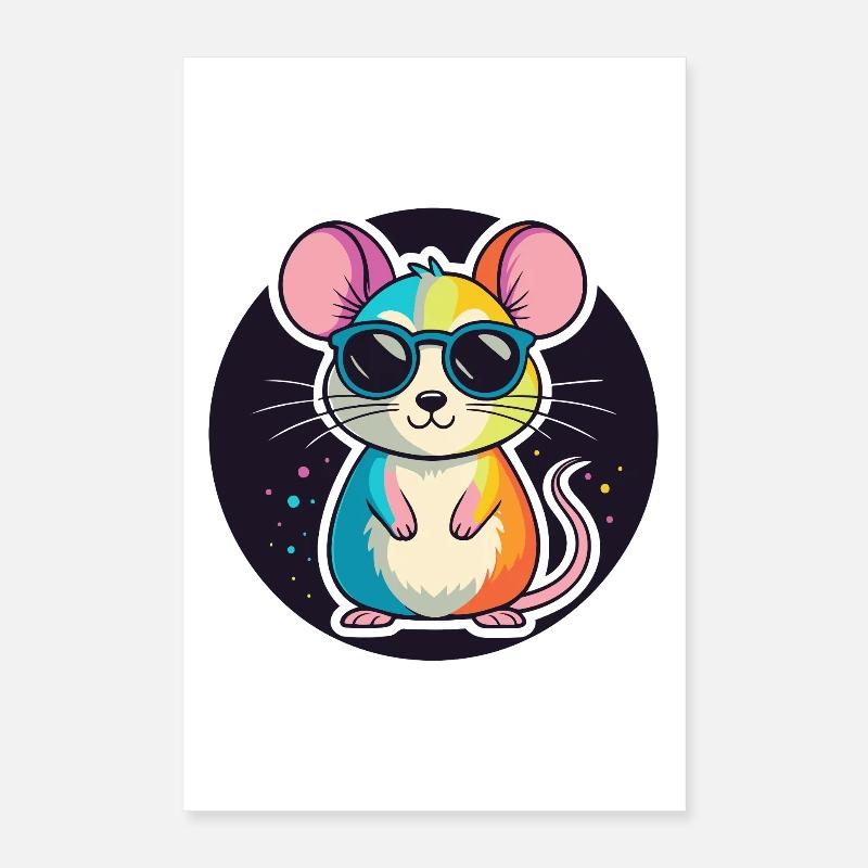 Regenbogen-Maus-Brille Poster 40x60 cm