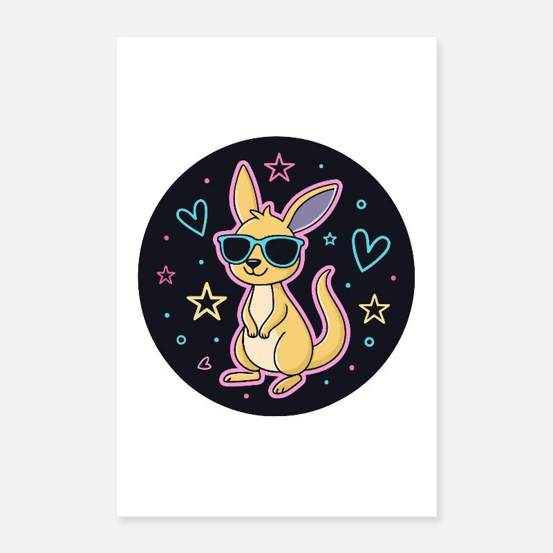 Neon-Känguru-Gläser Poster 40x60 cm