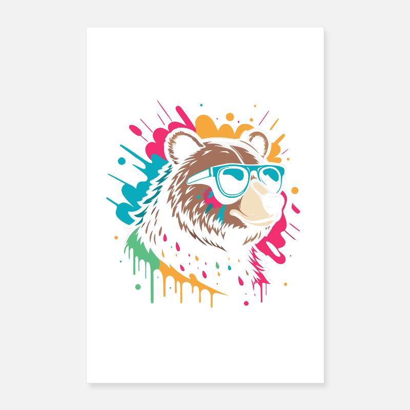 Pop Art Bear Colorful Sparkle Poster 16" x 24" (40x60 cm)