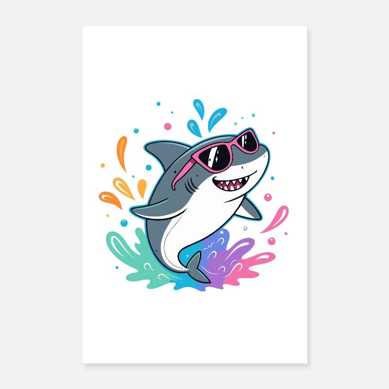 Shark Fun Bunter Surfer Poster 40x60 cm