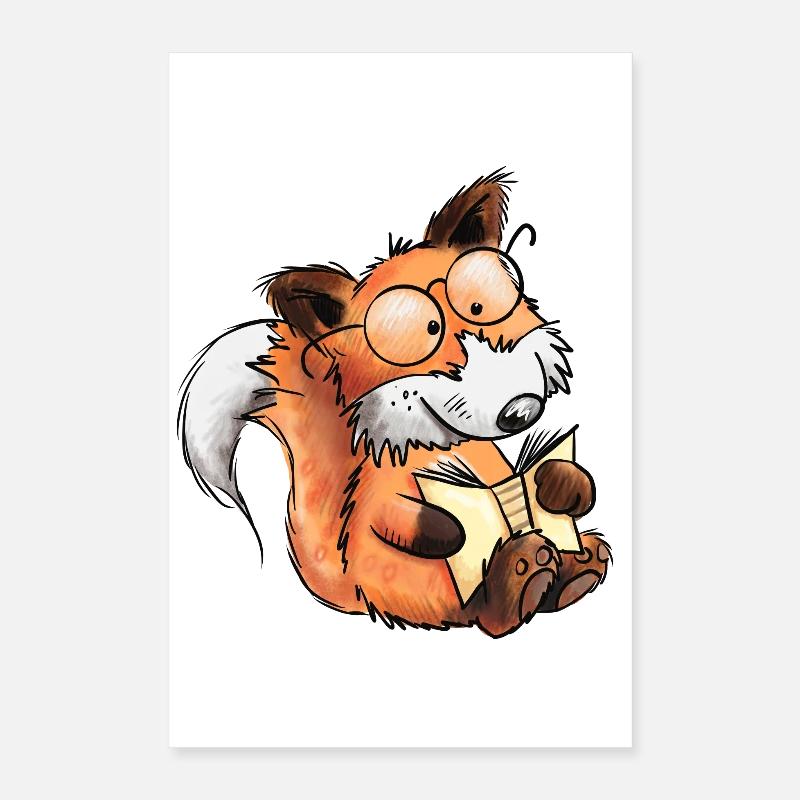 Sly Books Fox Je lis I Comic Animals Poster 40 x 60 cm