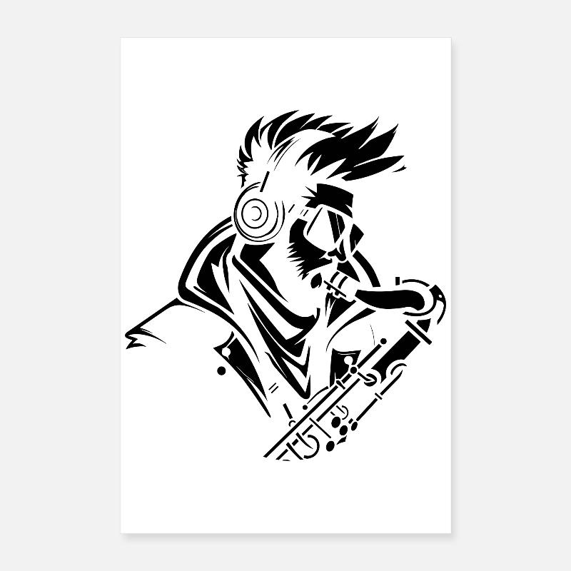 Saxophonist Drawing Poster 16" x 24" (40x60 cm)