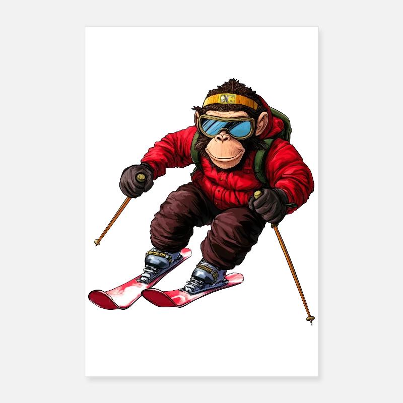 Ski Monkey Poster 16" x 24" (40x60 cm)