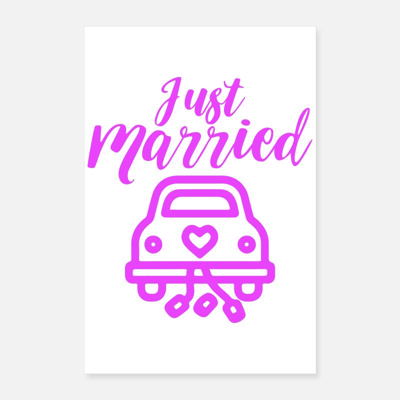 Just Married Wedding Car Wedding Poster 16" x 24" (40x60 cm)