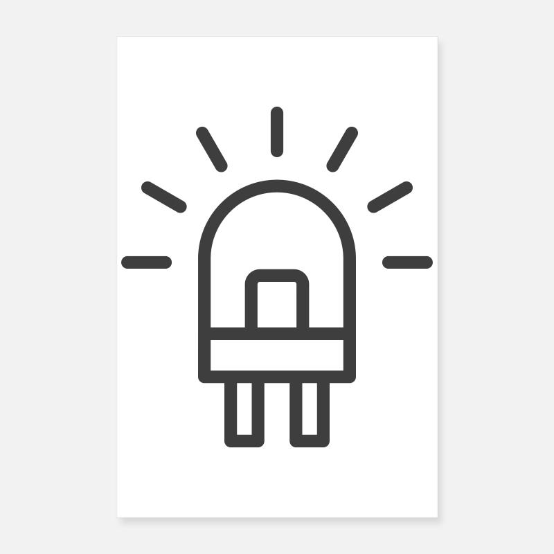 LED Light Bulb Line Icon Poster 16" x 24" (40x60 cm)