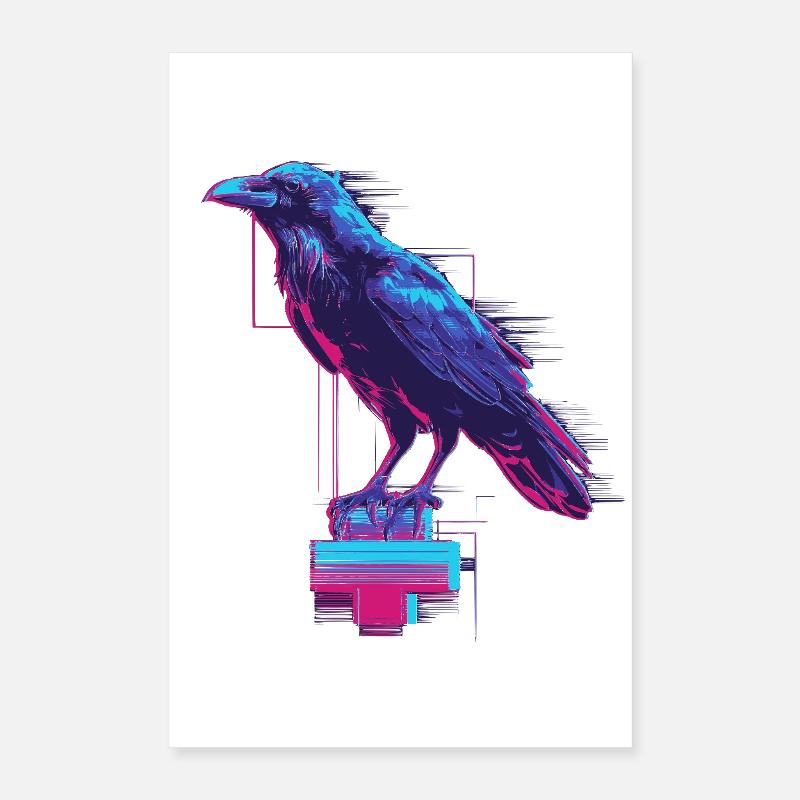 Neon Rabe Poster 40x60 cm