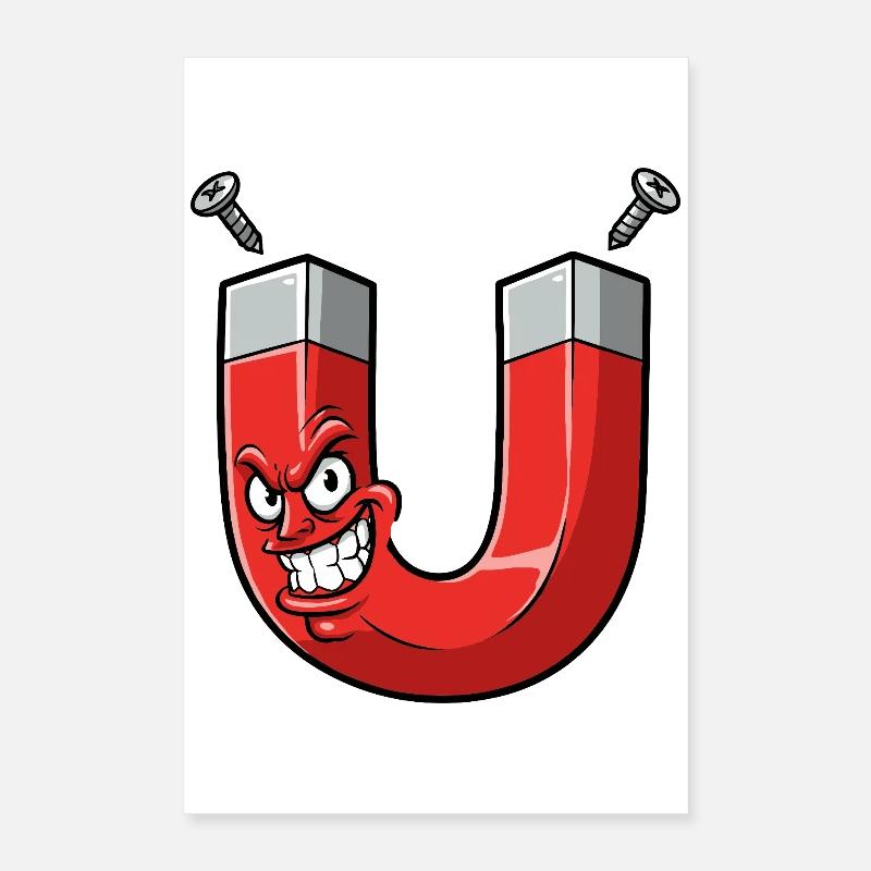 Angry Magnet Cartoon with Screws Poster 16" x 24" (40x60 cm)