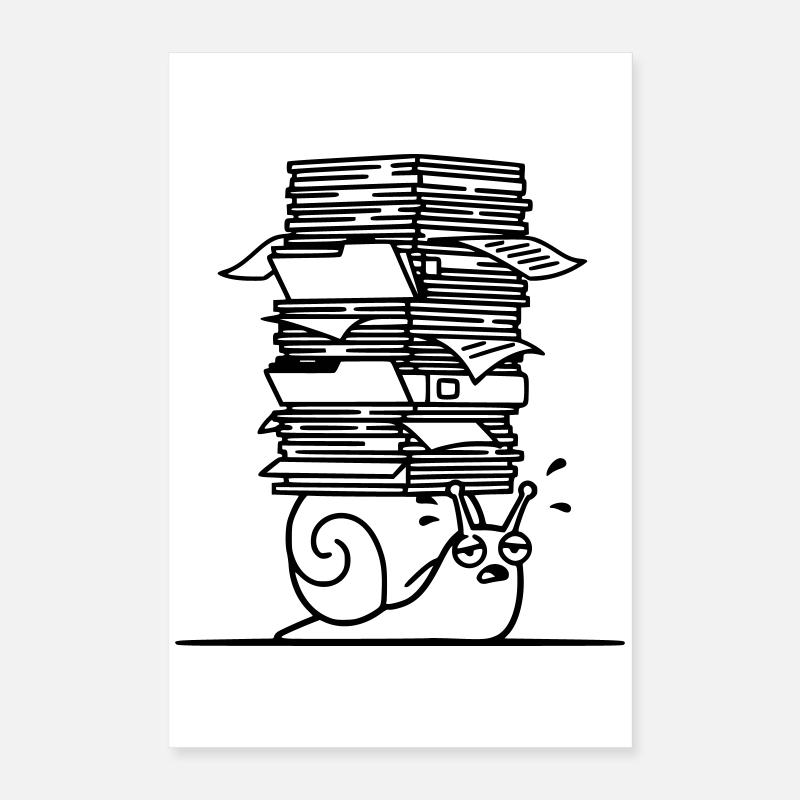 Plan de bureau de la pile de papier escargot Poster 40 x 60 cm