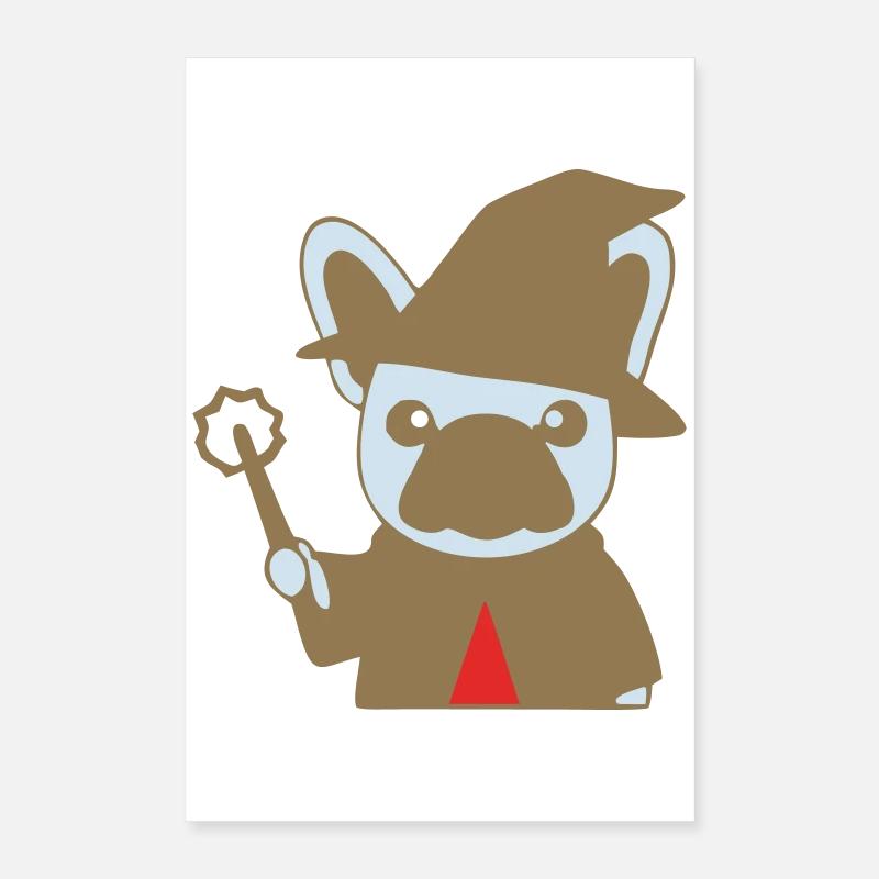 Frenchie Zauberer Magier Bunt Poster 40x60 cm